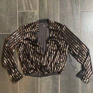 House Of Harlow 1960 X Revolve Joli Blouse Top Sparkle Shimmer Small NWT